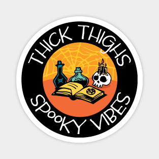 Thick Thighs Spooky Vibes Spell Book, Potions, Skull Magnet